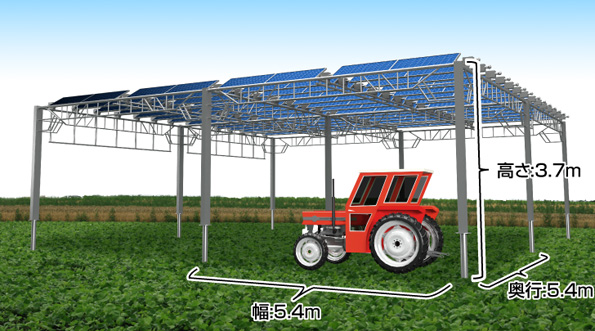 ソラシェアは架台下スペースが十分に広く大型農業機械の利用が可能