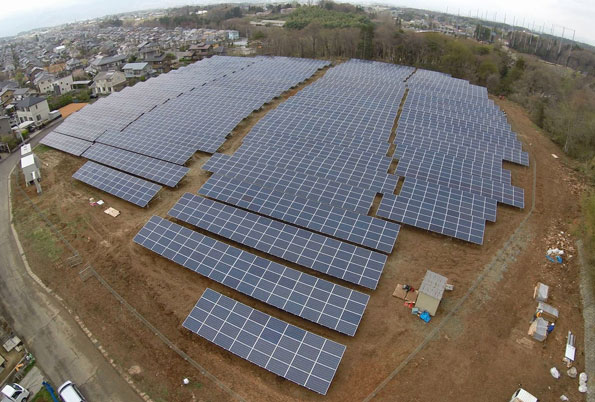 上空から見た郡山発電所のようす