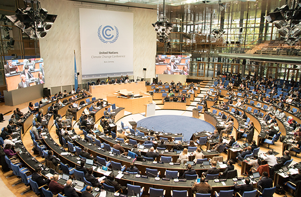 ドイツ・ボンで開かれた国連気候変動会議場のようす