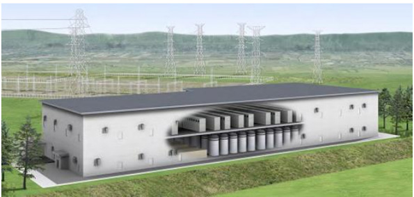 蓄電池設備建屋と蓄電池設備設置イメージ(南早来変電所大型蓄電システム実証事業)