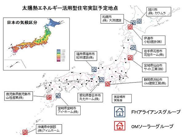 太陽熱エネルギー活用形住宅実証予定地点