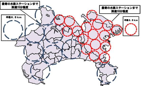 水素ステーション整備目標(2020年度25箇所)のイメージ