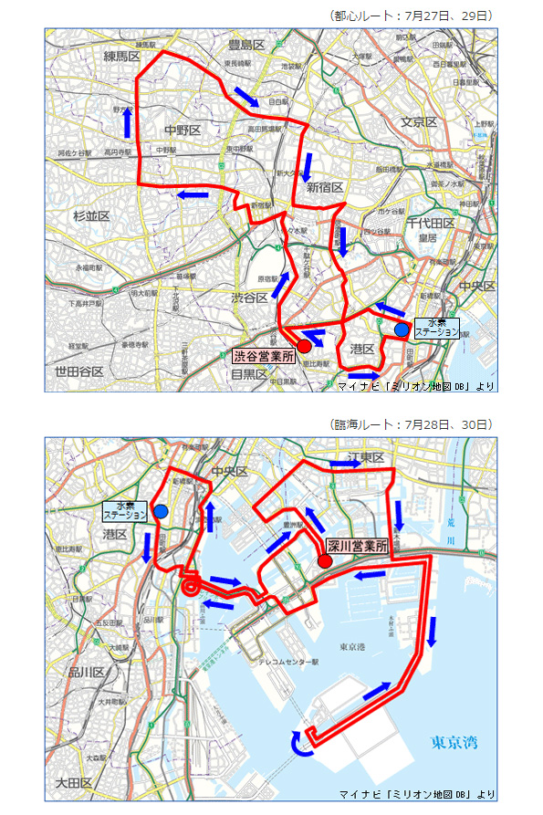 走行実証実験の走行予定ルート