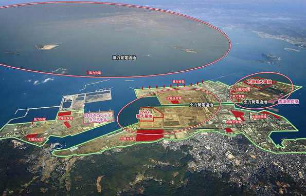 北九州市若松区の地域エネルギー拠点化推進事業における発電所建設予定地