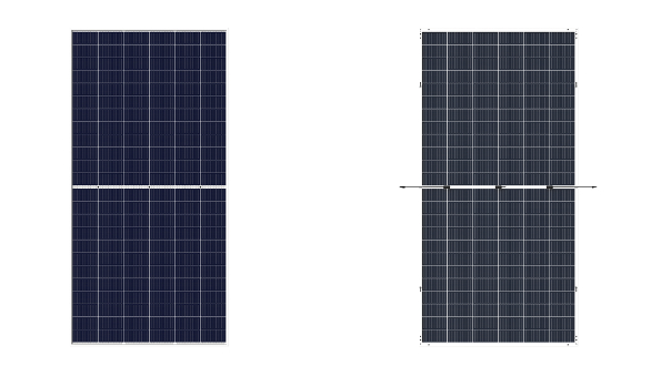 両面ガラスシリーズ「DUOMAX」（写真左）、両面発電シリーズ「DUOMAX Twin」（写真右）