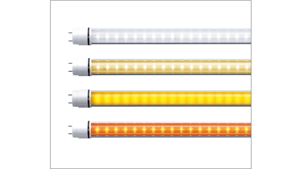 40形直管LED LS1200-C1シリーズ、写真上から昼白色、白色、イエロータイプ、オレンジタイプ
（出所：エム･システム技研）
