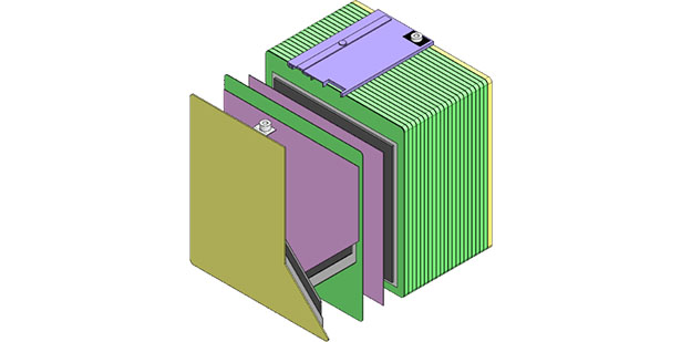 バイポーラ型蓄電池のイメージ（試作段階）（出所：古河電工）