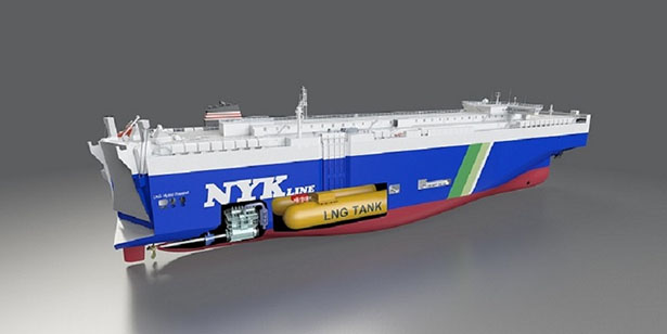 今回発注したLNG燃料自動車船の完成イメージ（出所：日本郵船）