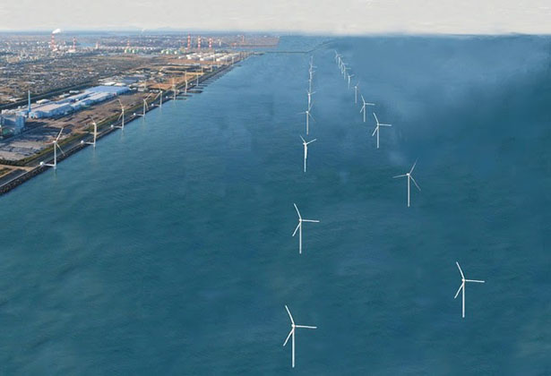 茨城県鹿島港洋上風力発電所 完成イメージ写真（出所：ウィンド･パワー･グループ）