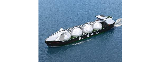 大型液化水素運搬船（貨物格納容積：40,000m3×4基 搭載イメージ）