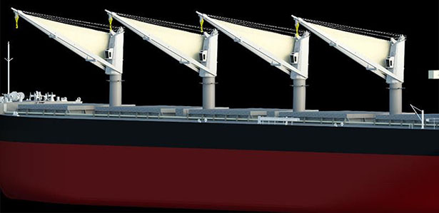デルタセイルを搭載した船のイメージ（出所：商船三井）