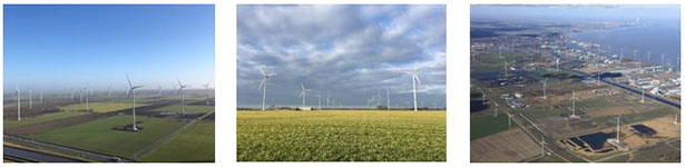 （左から）Windpark Vermeer（86MW）、Windpark Mauve（30.1MW）、Windpark Mondriaan（38.7MW）（出所：ユーラスエナジーホールディングス）