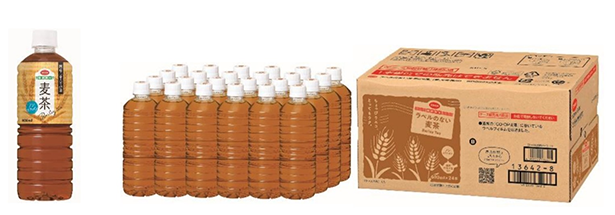 （左から）「CO・OP 麦茶（国産六条大麦使用）600ml」、「CO・OP ラベルのない麦茶（国産六条大麦使用）600ml×24 本」※ケース販売商品（出所：日本生協連）