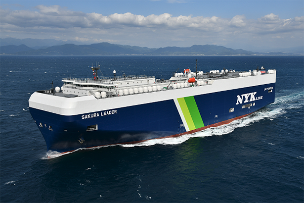 LNG燃料自動車専用船のイメージ（出所：日本郵船）