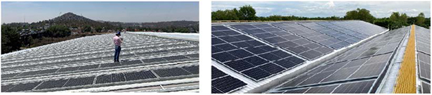これまでに導入した丸紅の屋根置き型太陽光発電システム（左）メキシコ・メキシコ州、（右）タイ・シンブリー県（出所：丸紅）