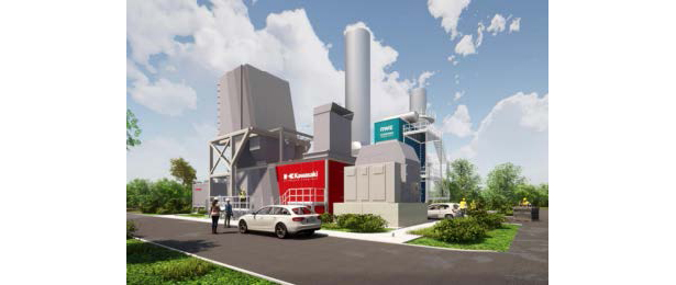 30MW 級水素ガスタービンを用いた発電所の完成イメージ（出所：川崎重工業）