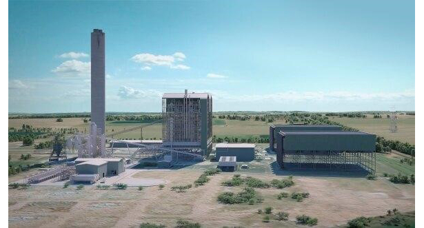 豪州クイーンズランド州ミルメラン石炭火力発電所とCO2回収設備（出所：丸紅）