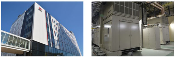 （画像左）「新さっぽろエネルギーセンター」（地下1F・1F）のあるD-スクエア新さっぽろ、（画像右）街区内のエネルギー供給の中核を担う天然ガスコージェネレーションシステム（出所：北海道ガス）