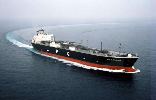大型LPGタンカーのイメージ（出所：日本郵船）