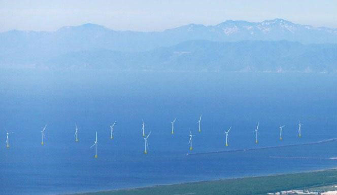 石狩湾新港洋上風力発電施設の完成予想CG（写真提供：グリーンパワーインベストメント）