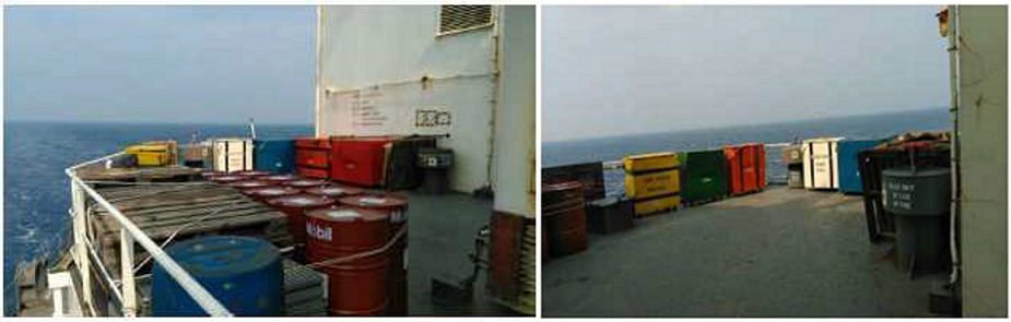 船上に保管されたゴミの様子（出所：日本郵船）