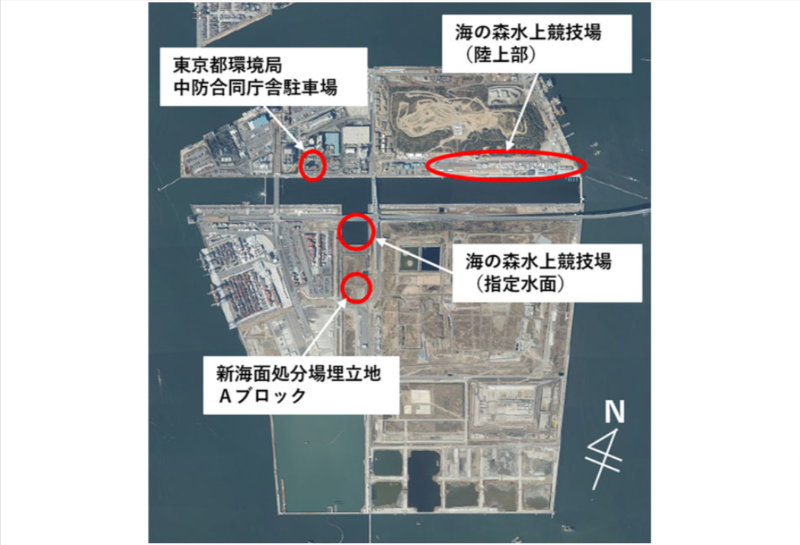 中央防波堤エリア内  各実施事業の実施場所は、事業者と調整の上で決定する（出所：東京都）