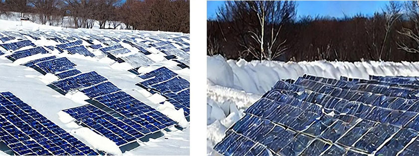 氷雪による太陽光発電設備の破損イメージ（出所：製品評価技術基盤機構）