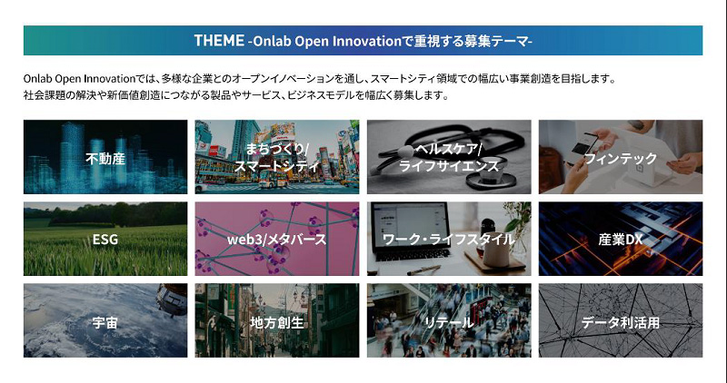 「Onlab Open Innovation」のテーマ一覧（出所：デジタルガレージ）