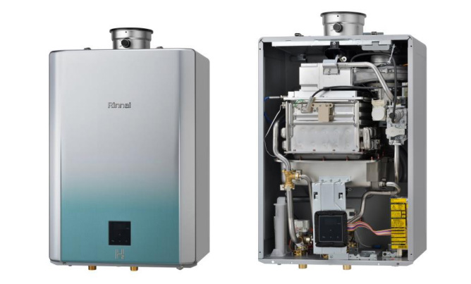 水素100％燃焼技術を搭載した給湯器のコンセプトモデル（出所：岩谷産業）