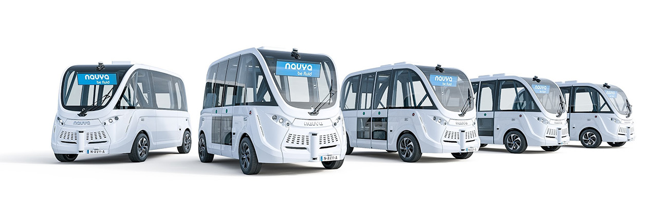 NAVYA 社製自動運転EV バス「ARMA」(出所:日置電機)