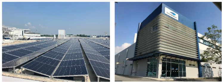 エンジン整備工場の屋上に太陽光発電設備を設置（出所：空港施設）