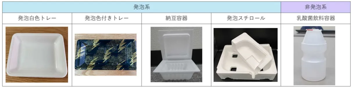 回収できるポリスチレン容器の例（出所：東洋スチレン）