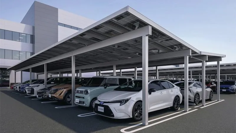 カーポート型太陽光パネル架台「エネジアース」(出所:三協立山)