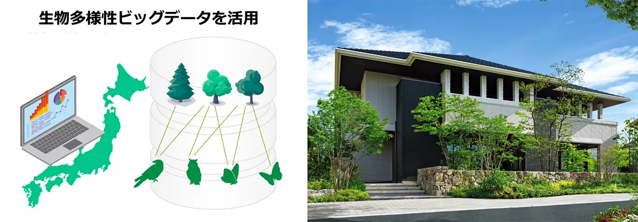 建築地ごとに生物多様性保全効果が高い植栽樹種の組み合わせを提案できる（出所：積水ハウス）