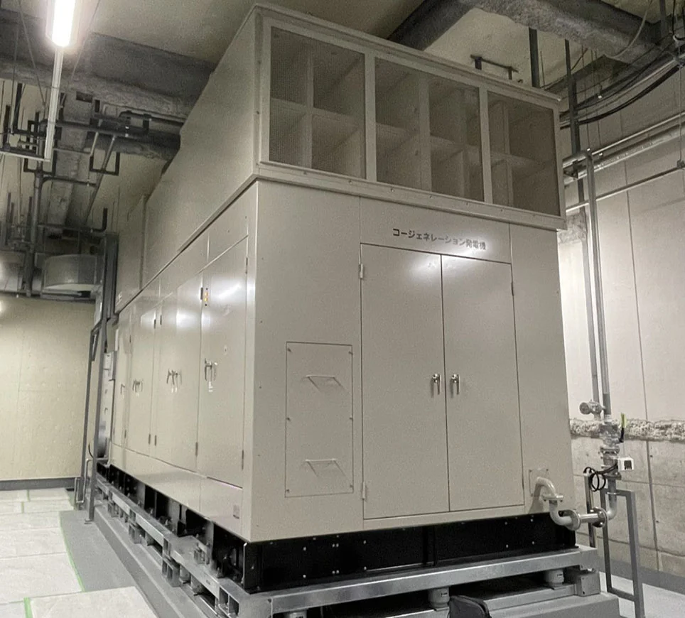 導入した停電対応型ガスコージェネレーションシステム(出所:ジャパネットホールディングス)