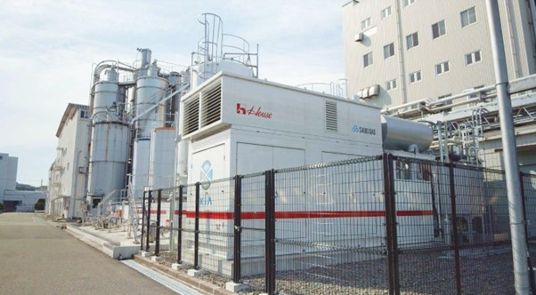 福岡工場に設置されたガスコージェネレーションシステム外観（出所：ハウス食品本社）