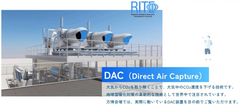 大阪・関西万博「RITE 未来の森」でのDACの取り組み(出所:地球環境産業技術研究機構)